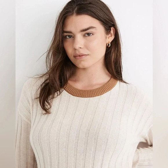 Madewell (Re)sourced Ribbed Midi Sweater Dress Small Alpaca Wool Color block S - Picture 5 of 15